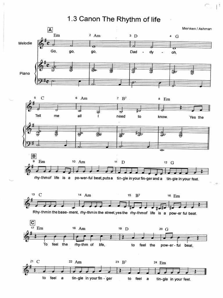 Canon: The Rhythm of Life Sheet Music | PDF