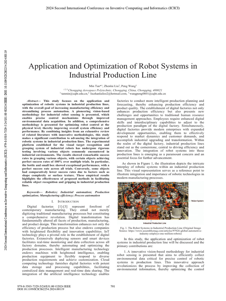 Application and Optimization of Robot Systems in Industrial Production ...