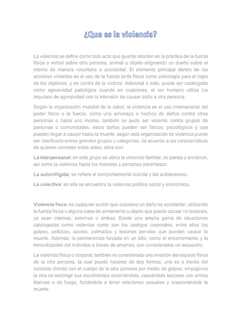 Tipos y Consecuencias de la Violencia | PDF | Violencia | Agresión