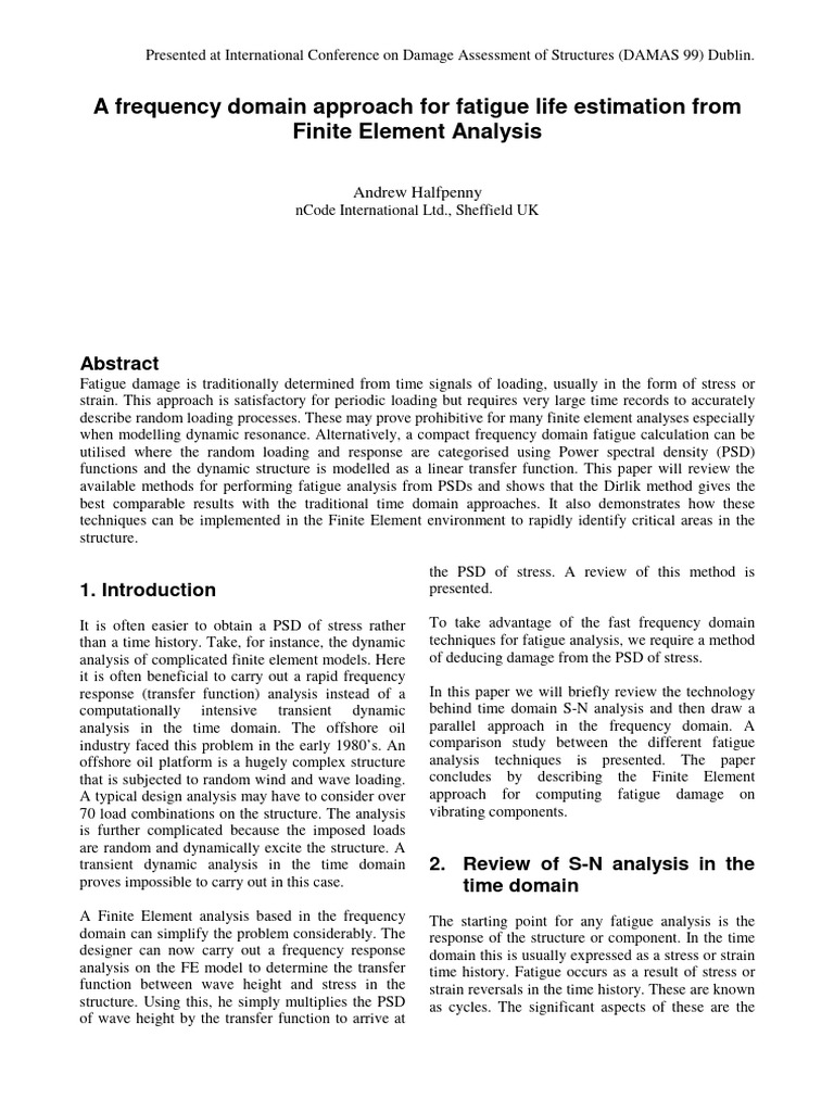 Frequency Domain Fatigue Life Estimation | PDF | Spectral Density ...
