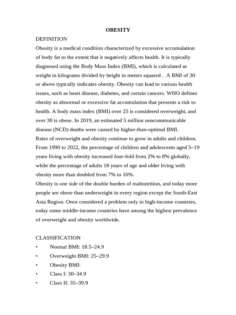OBESITY | PDF | Obesity | Body Mass Index