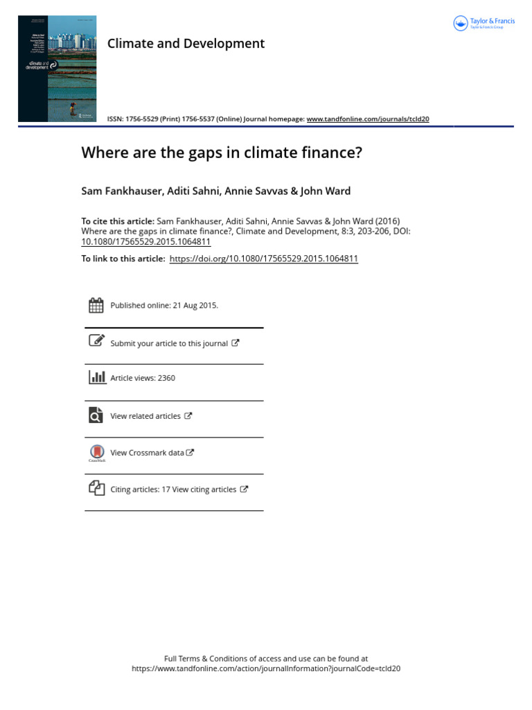 Where Are The Gaps in Climate Finance | PDF | Climate Change Mitigation ...
