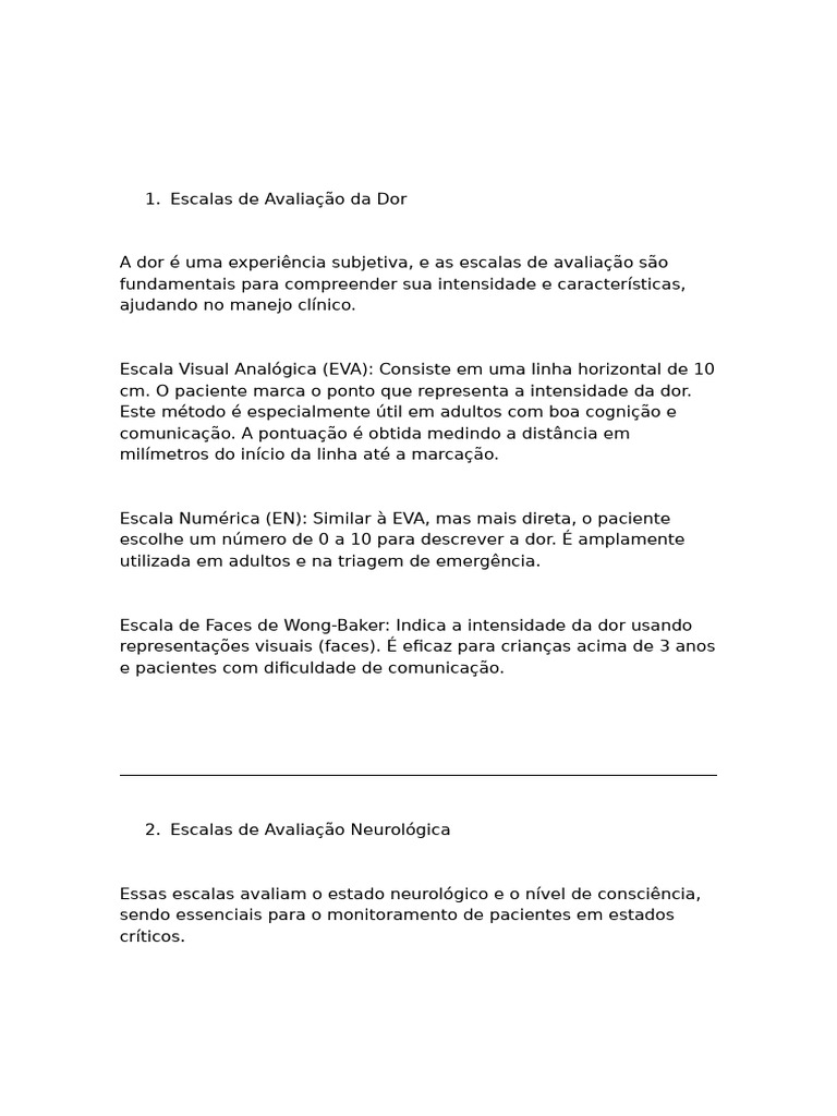 Escalas de Avaliação na Prática Clínica | PDF | Dor | Coma
