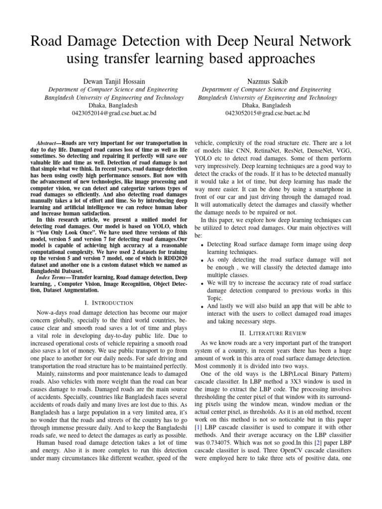 Road Damage Detection Using YOLO Models | PDF | Deep Learning | Support ...