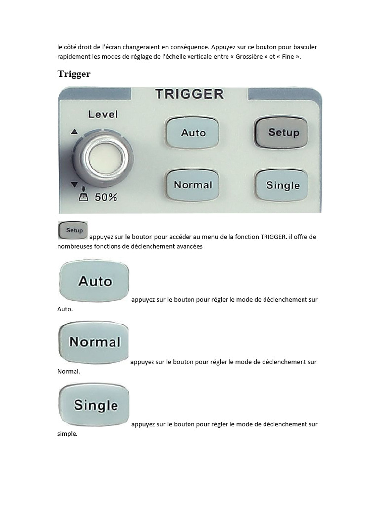Réglages avancés du mode Trigger | PDF