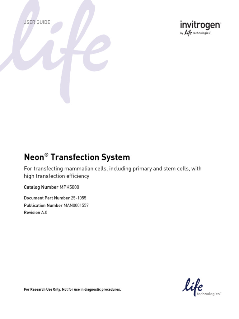 Neon Device Manual | PDF | Transfection | Small Interfering Rna