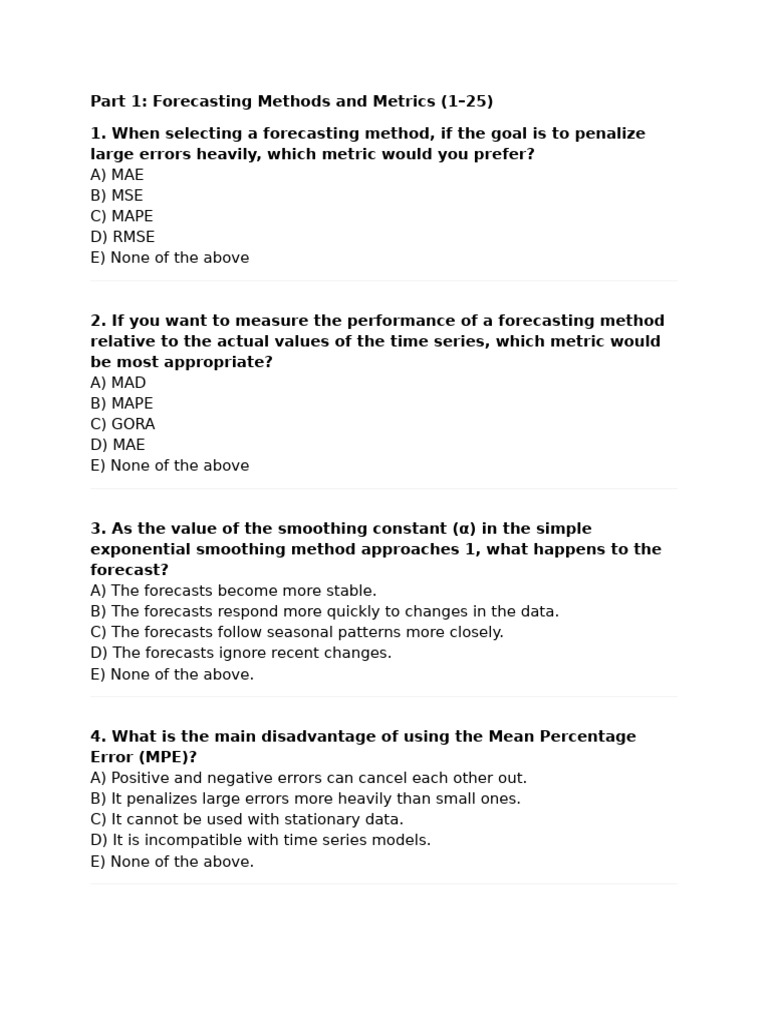 Forecasting Methods and Metrics Explained | PDF | Errors And Residuals ...