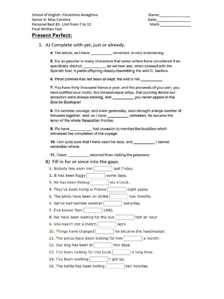 senior final test | PDF | English Language | Sentence (Linguistics)