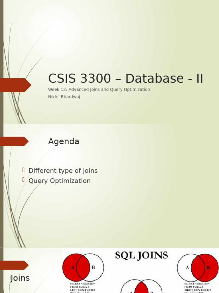 Advanced Joins and Query Optimization | PDF | Database Index ...