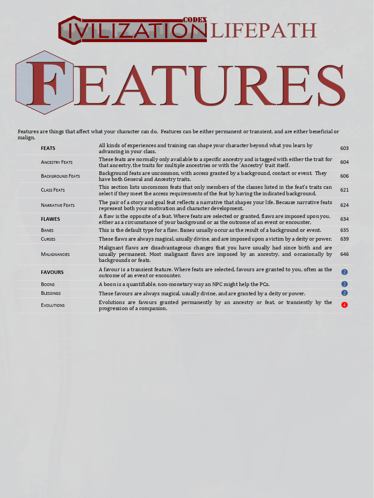 Merlin's Workshop Publishing - Lifepath F - Features v1.0 | PDF