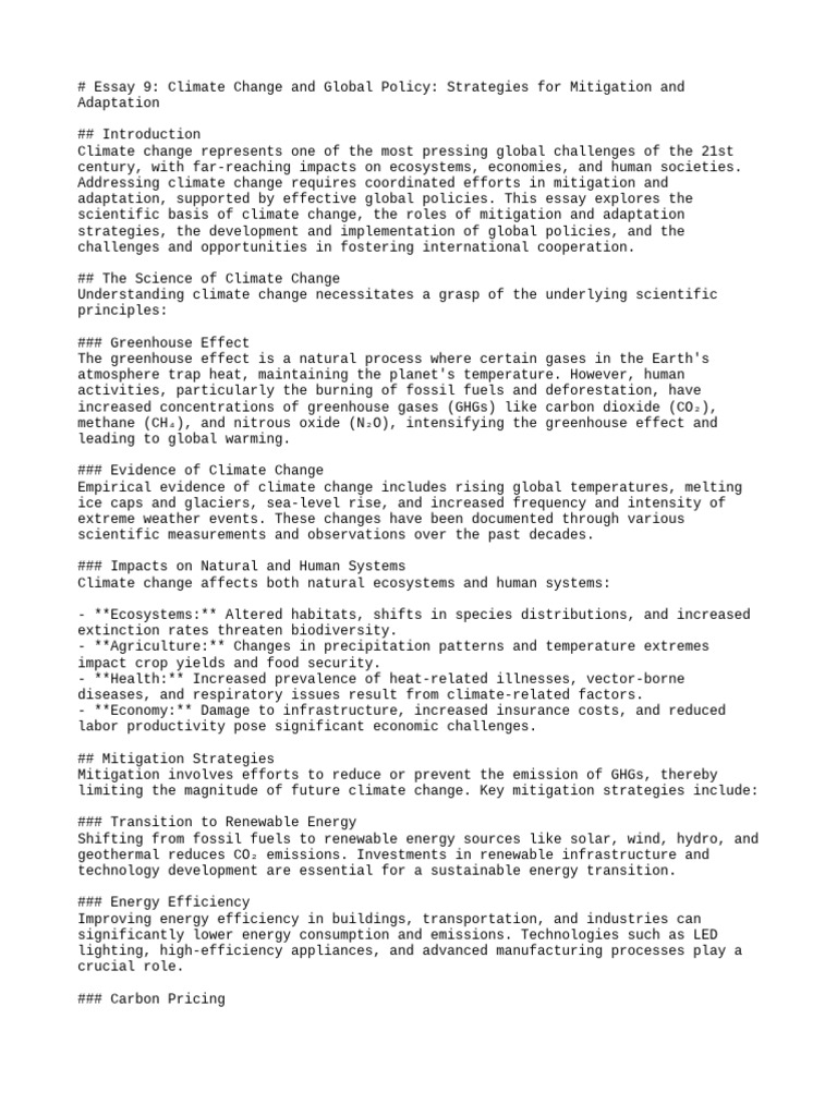 Climate Change: Mitigation & Adaptation Strategies | PDF | Climate ...