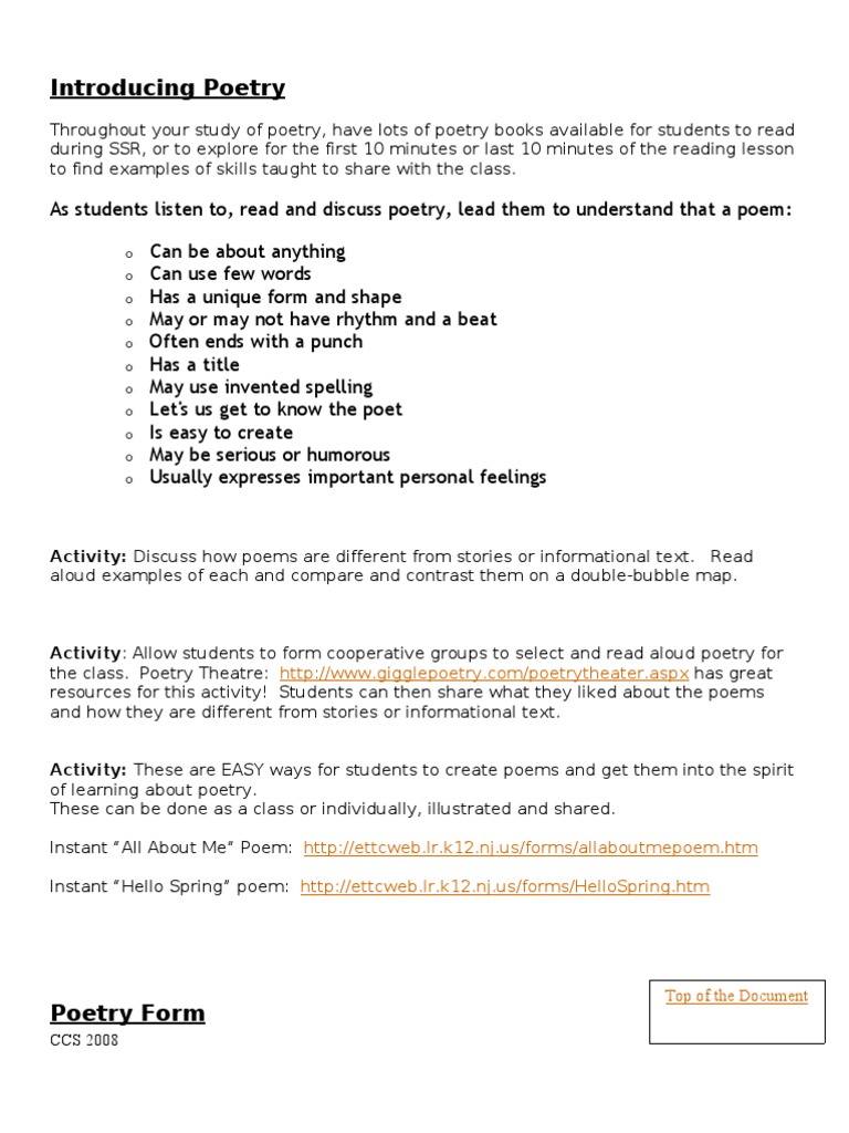 Teaching Poetry Techniques Poetry Poetry