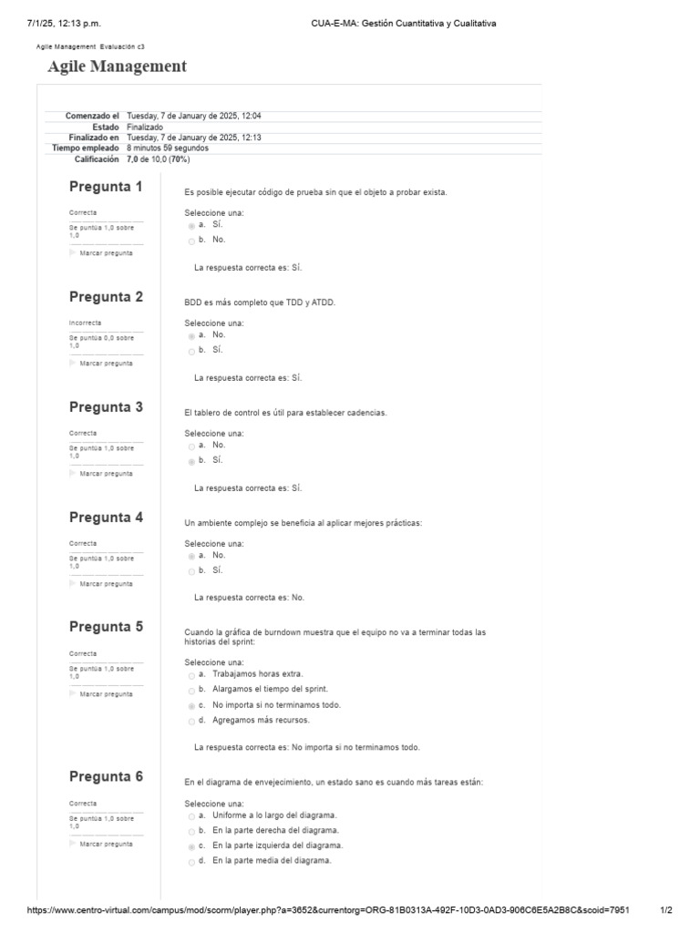 Evaluacion C3 - Gestión Cuantitativa y Cualitativa | PDF | Scrum ...