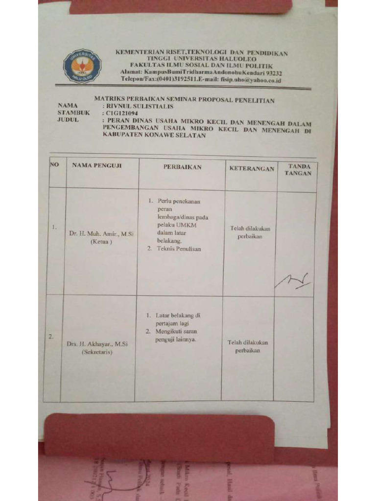 Saran Proposal Putrii | PDF