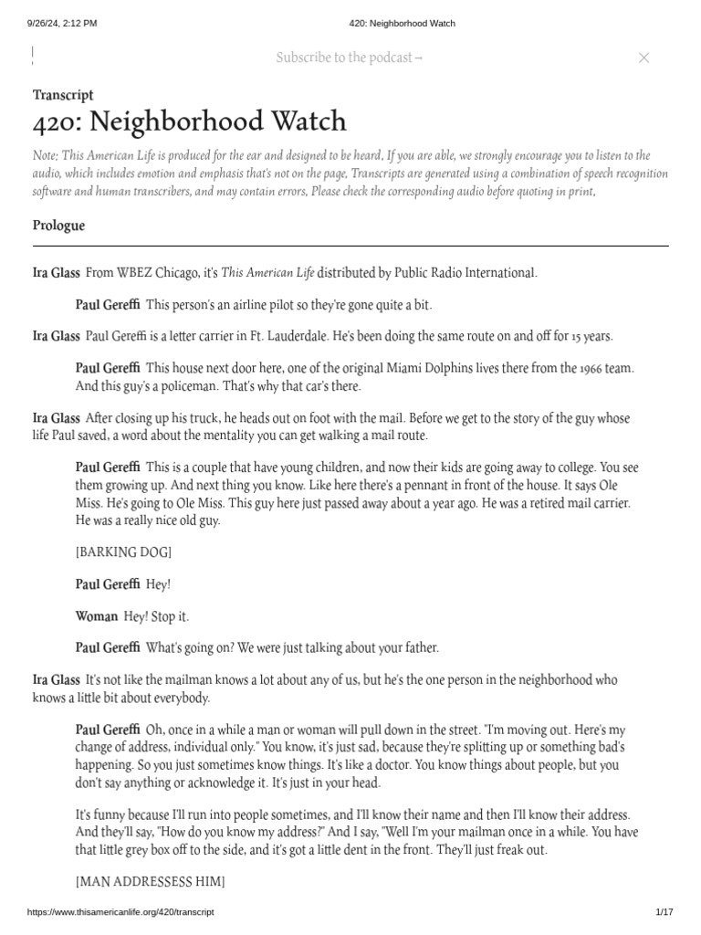 420 - Neighborhood Watch | PDF