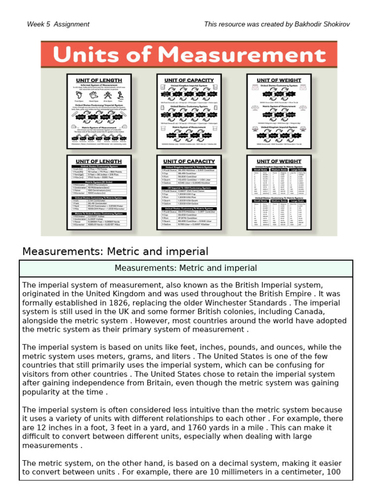Imperial vs Metric Measurement Systems | PDF | Foot (Unit) | Measurement