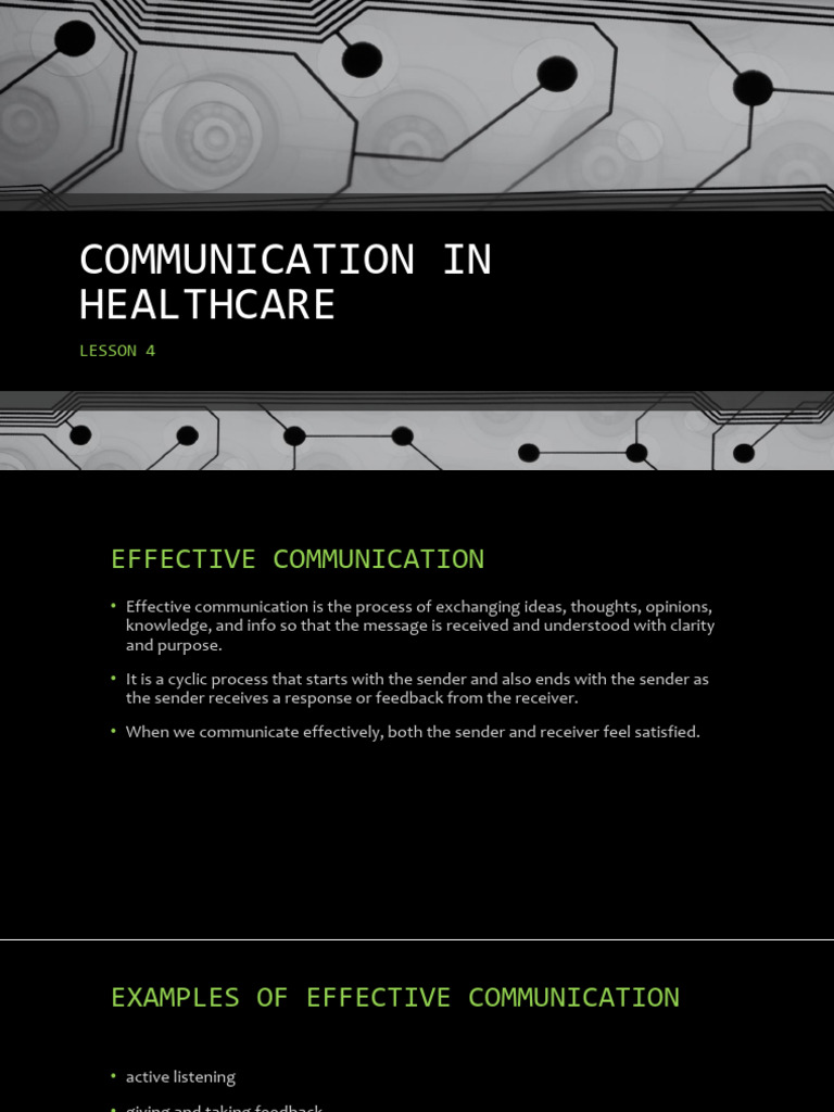 Effective Communication in Healthcare | PDF | Communication | Nonverbal ...