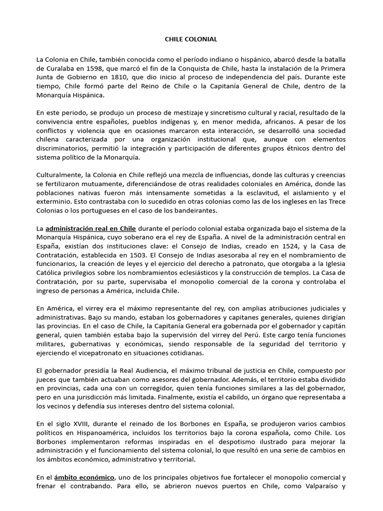 Chile Colonial | PDF | Chile | Nueva españa