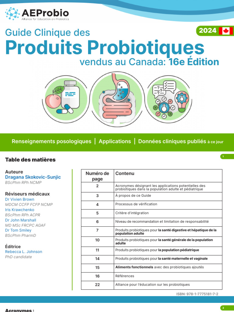Guide des Probiotiques au Canada 2024 | PDF | Probiotique | Essai ...
