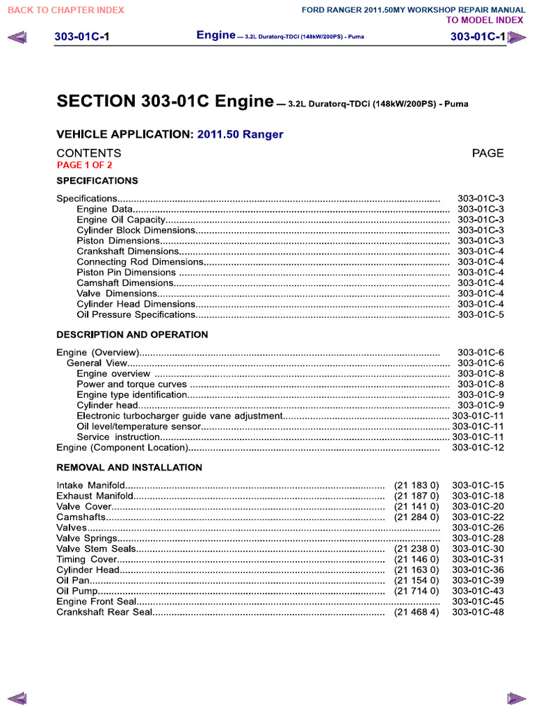 Ford Ranger 3.2 Workshop Manual 2011 | PDF | Motor Vehicle ...