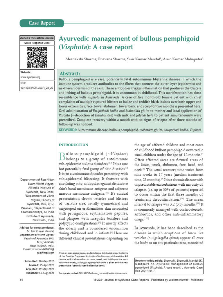 Ayurvedic Management of Bullous Pemphigoid.7 | PDF | Ayurveda ...