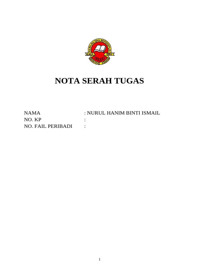 Nota Serah Tugas | PDF