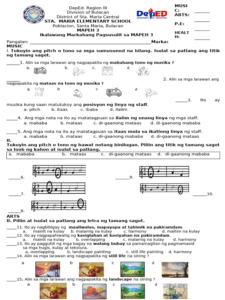 Mapeh Qe Q2 Tos Answer 1 Final | PDF