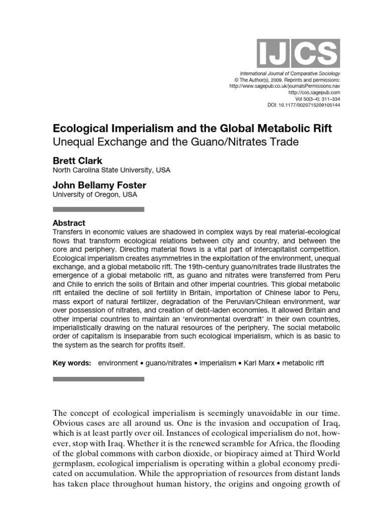 Ecological Imperialism and Metabolic Rift | PDF | Soil | Capitalism