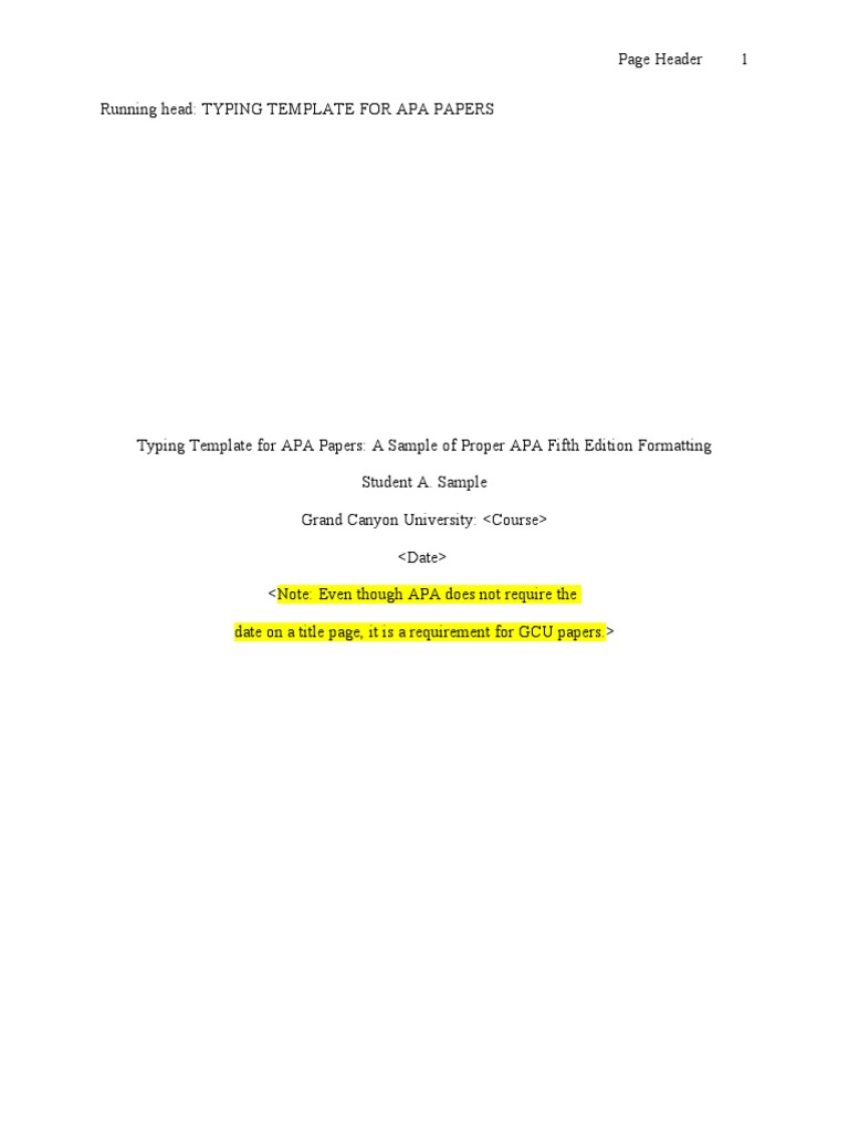 APA 5th Edition Template (Without Abstract) Citation