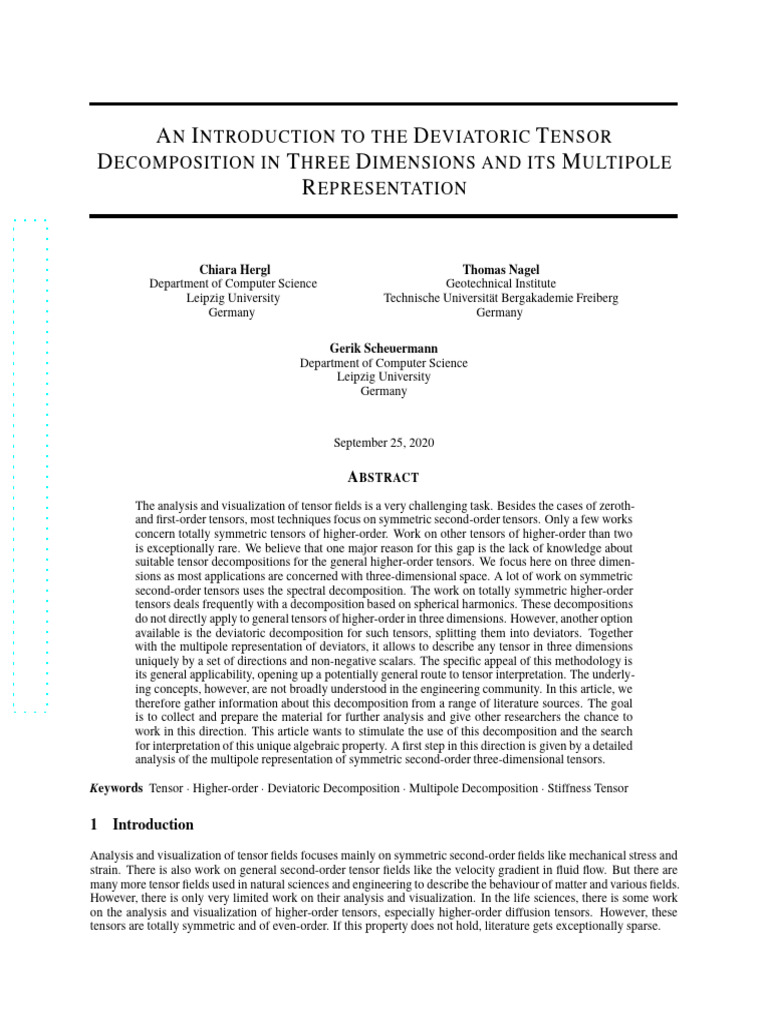 AN INTRODUCTION TO THE DEVIATORIC TENSOR DECOMPOSITION IN THREE ...
