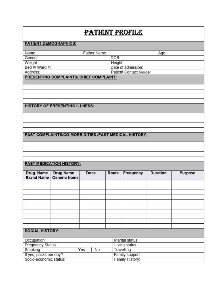 Patient Medical Profile Template | PDF | Epidemiology | Clinical Medicine