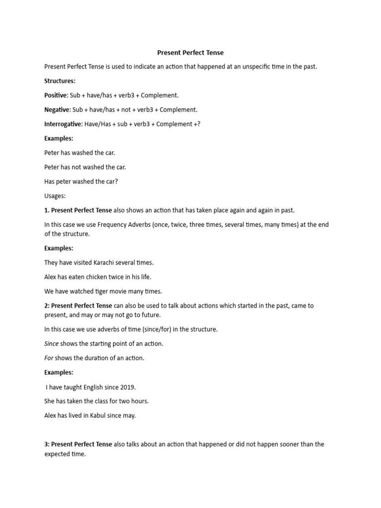 Present Perfect Tense | PDF