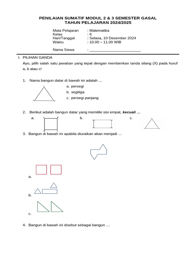 Soal Matematika Kelas 2 Pdf