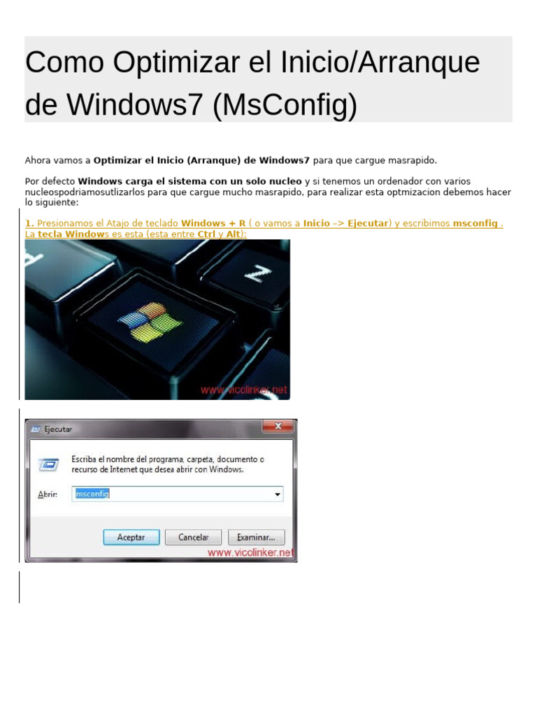 Optimización de Inicio en Windows 7 | PDF | Arranque | Ciencias de la ...