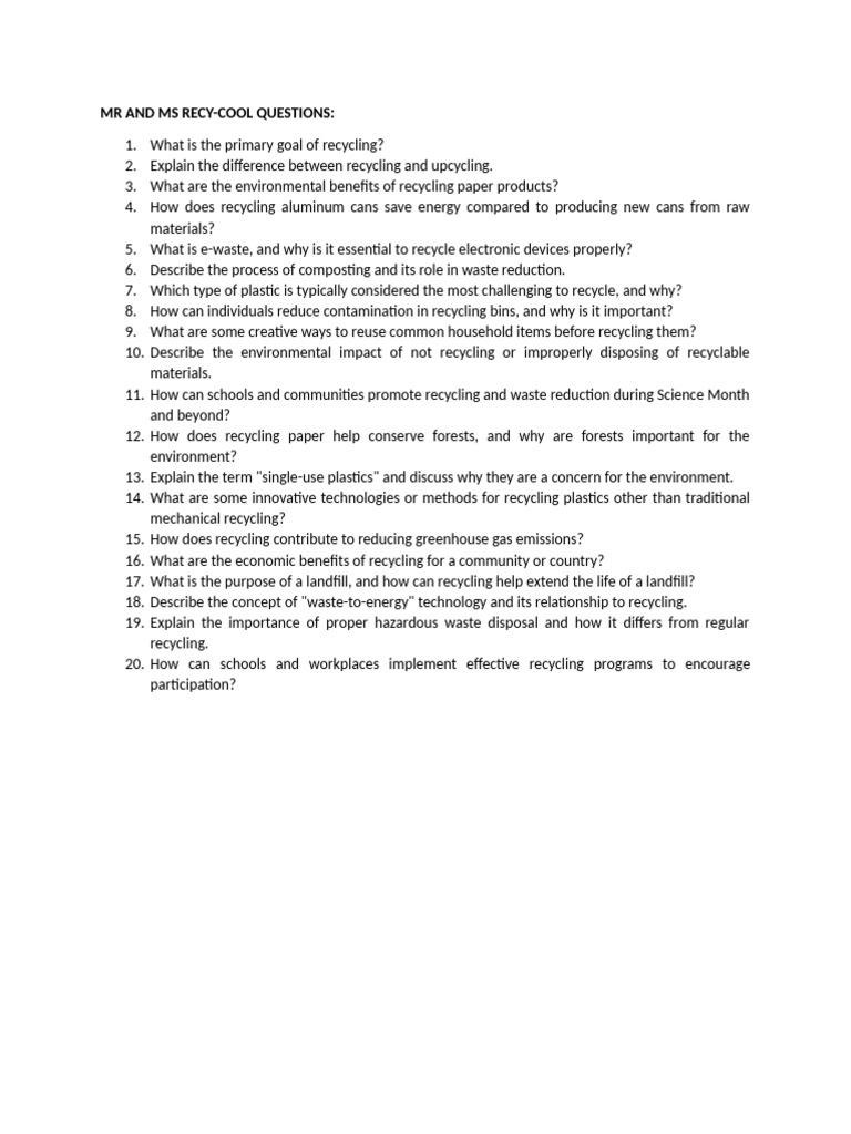 Essential Recycling Questions and Answers | PDF