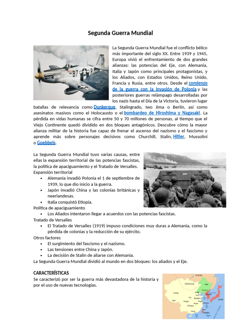 Causas y Consecuencias de la Segunda Guerra Mundial | PDF | Segunda ...