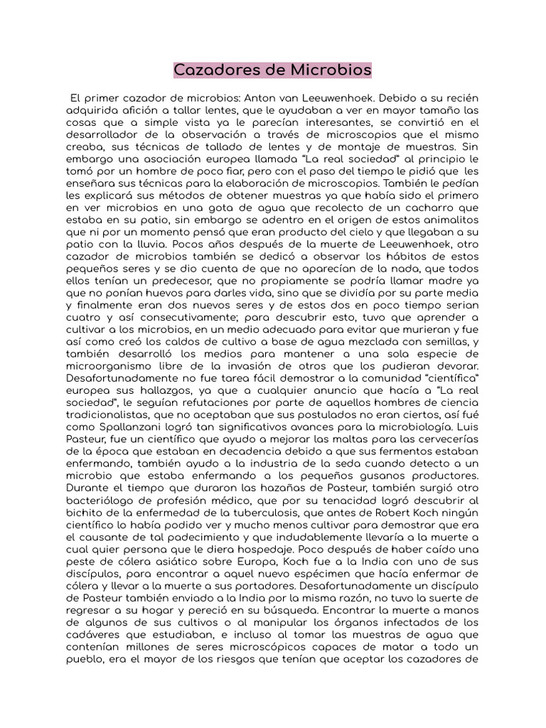 Cazadores de Microbios | PDF | Microorganismo | Luis Pasteur
