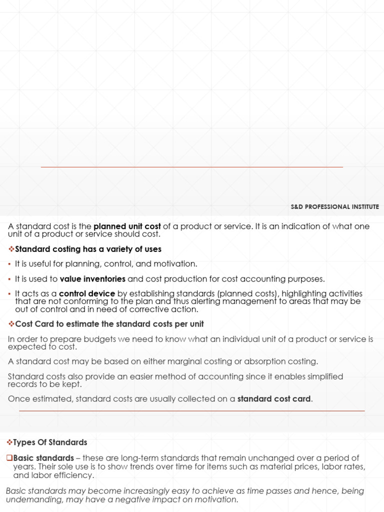 Standard Costing and Variance Analysis Guide | PDF | Labour Economics ...