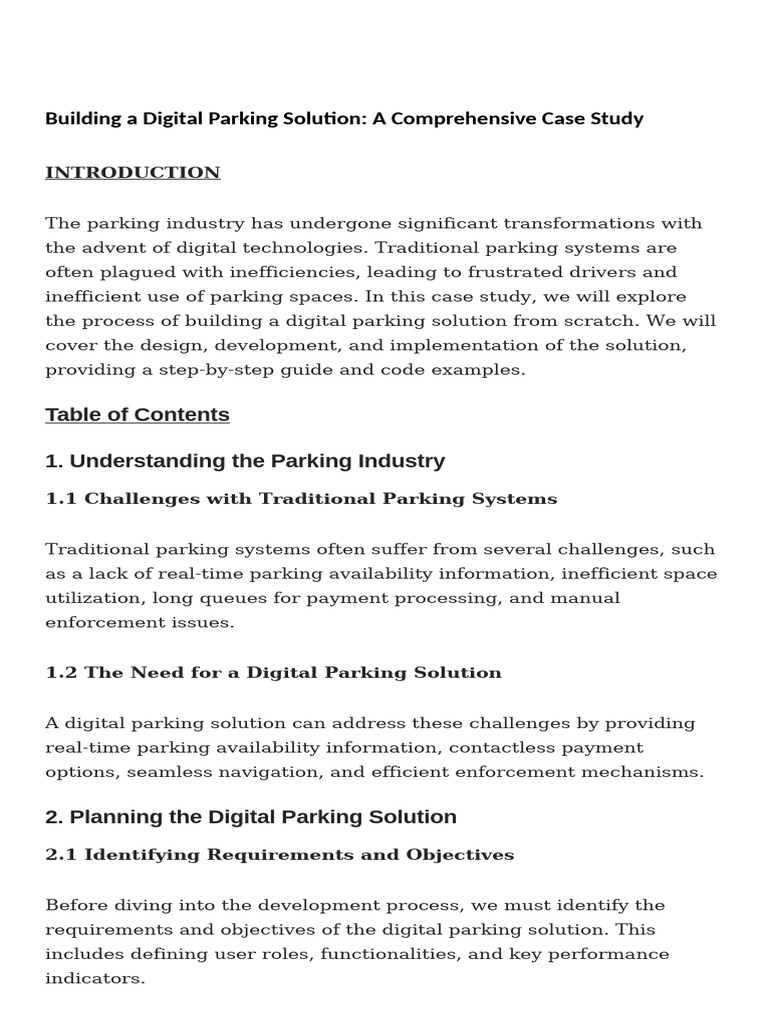 Digital Parking Solution Case Study | PDF | Mobile App | Internet Of Things