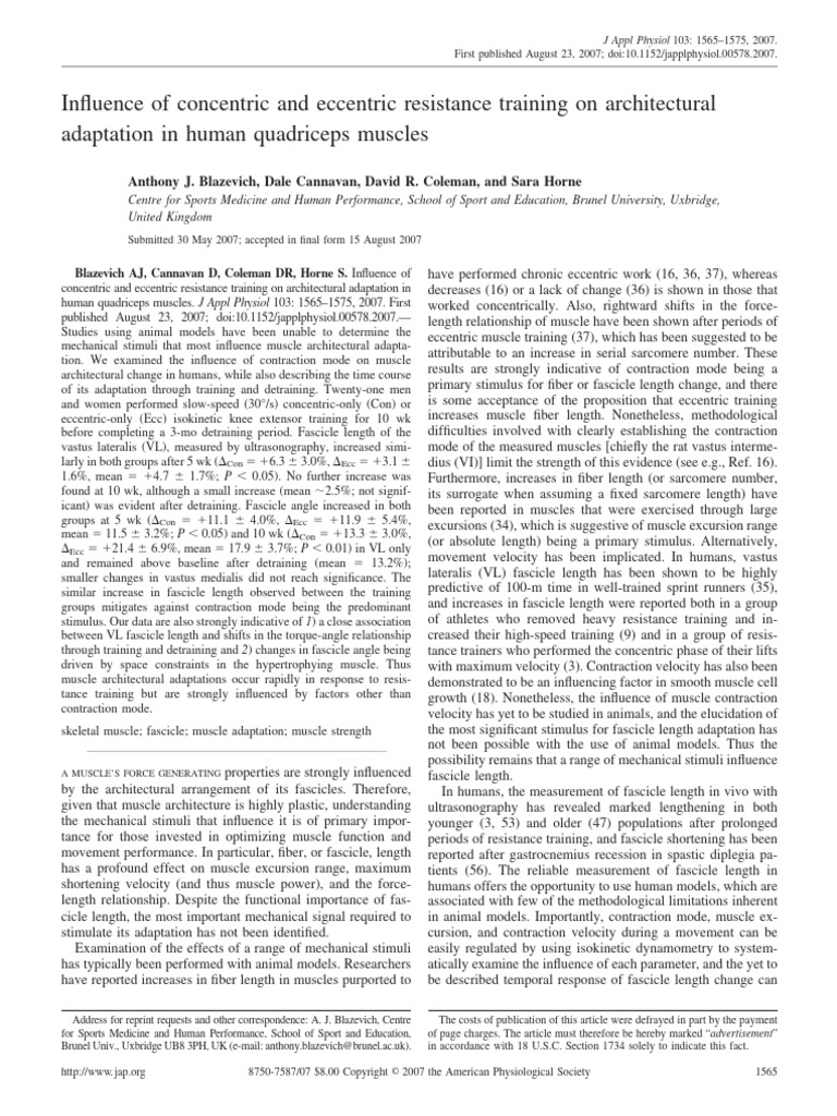 Influence of Concentric and Eccentric Resistance Training On ...