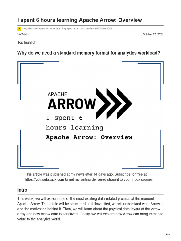 In-Memory Analytics with Apache Arrow | PDF | Data Type | File Format
