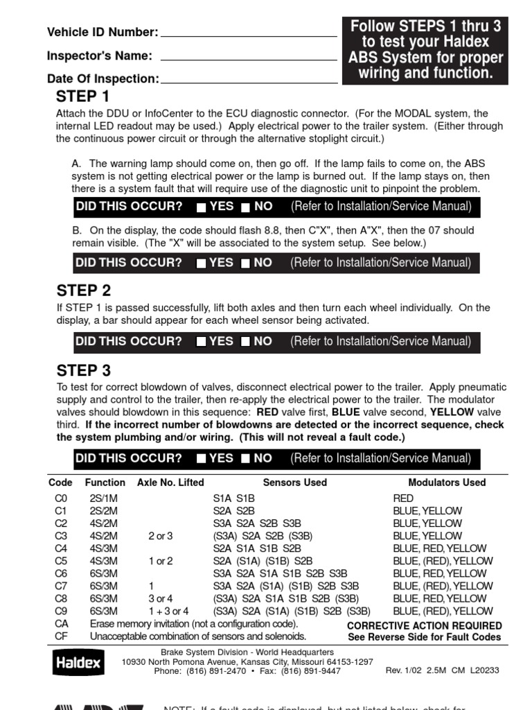 Abs Haldex Electrical Wiring Anti Lock Braking System