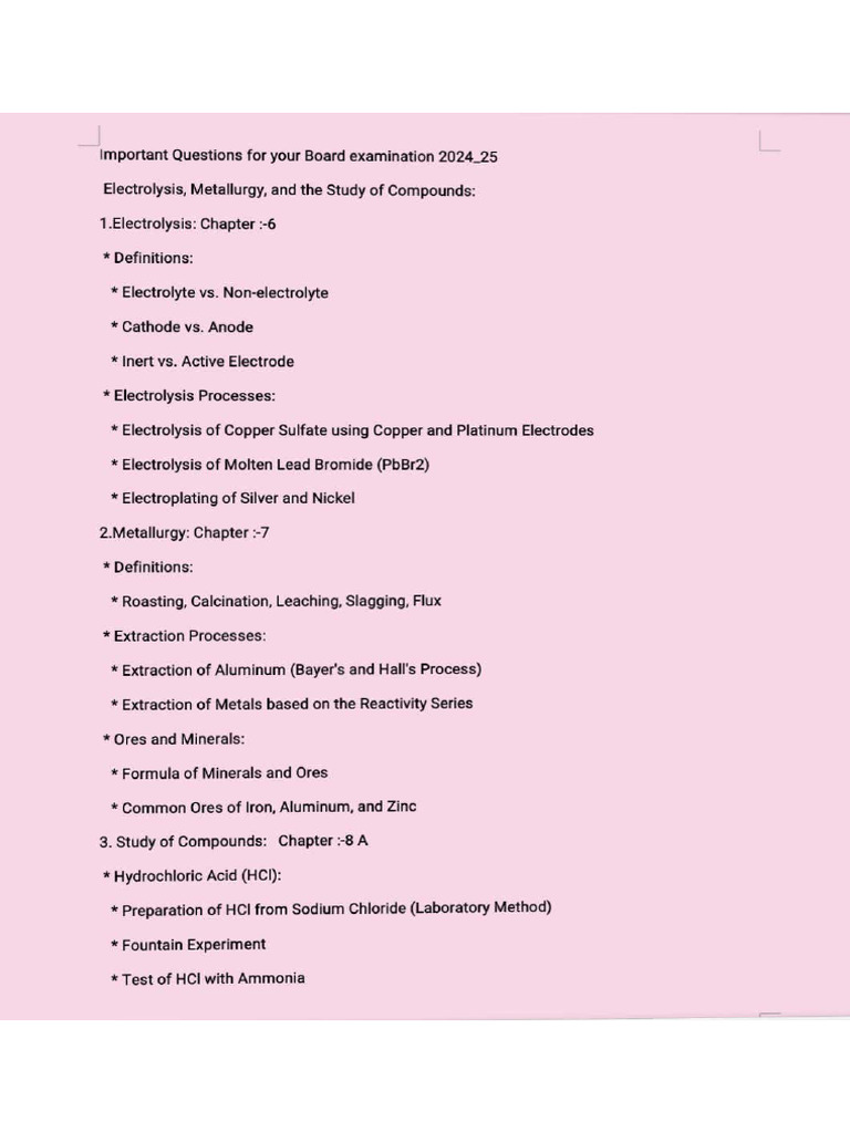 Important Topics For Chapter 6,7 and 8 | PDF