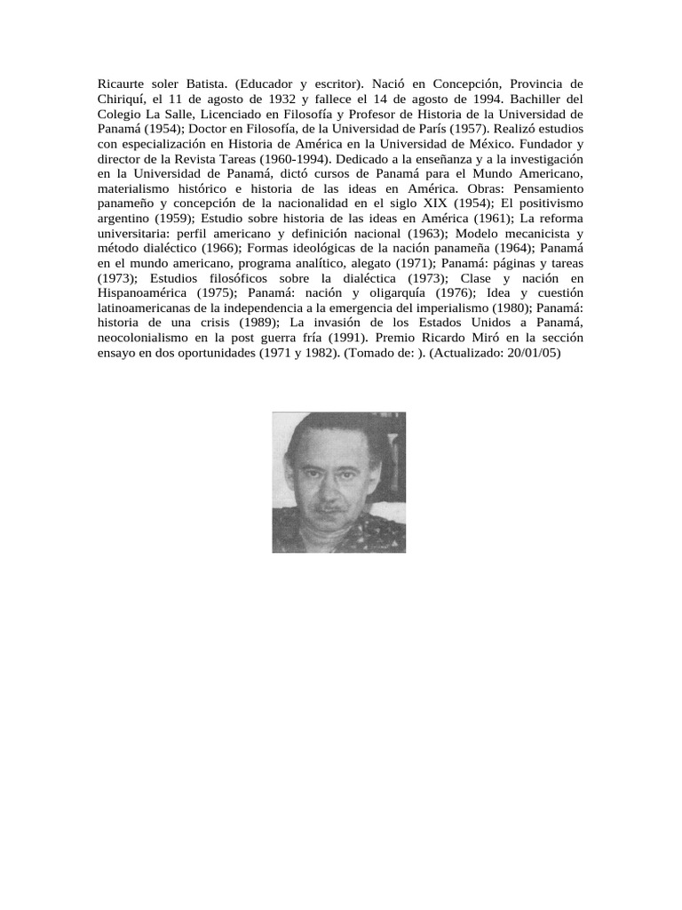 Ricaurte Soler Batista: Educador y Escritor | PDF