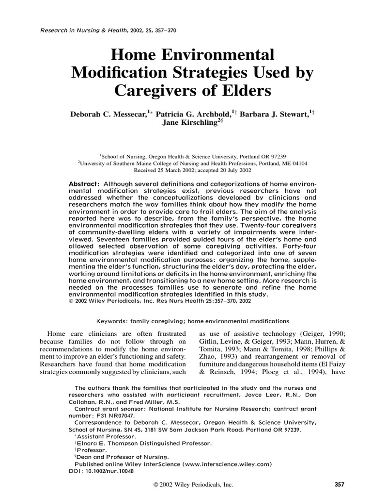 Home Environmental Modification Strategi | PDF | Caregiver | Dementia