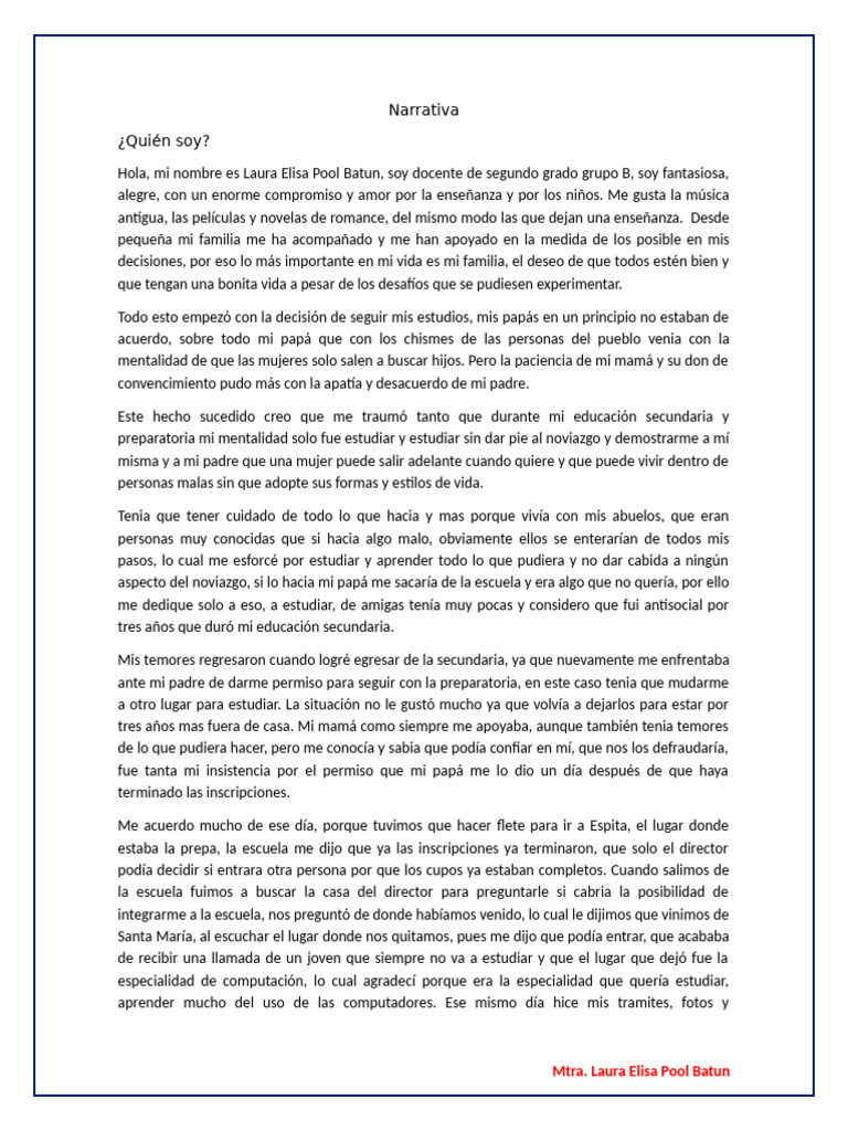 Narrativa de Una Experiencia | PDF | Enseñando