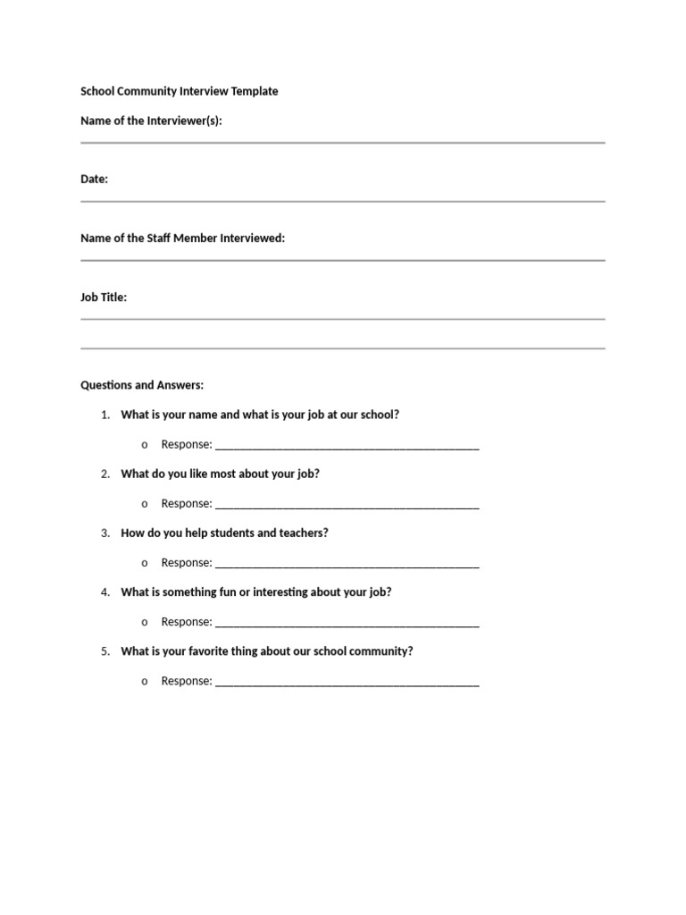 School Community Interview Template | PDF