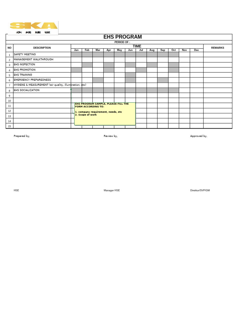 EHS Program Schedule Template | PDF