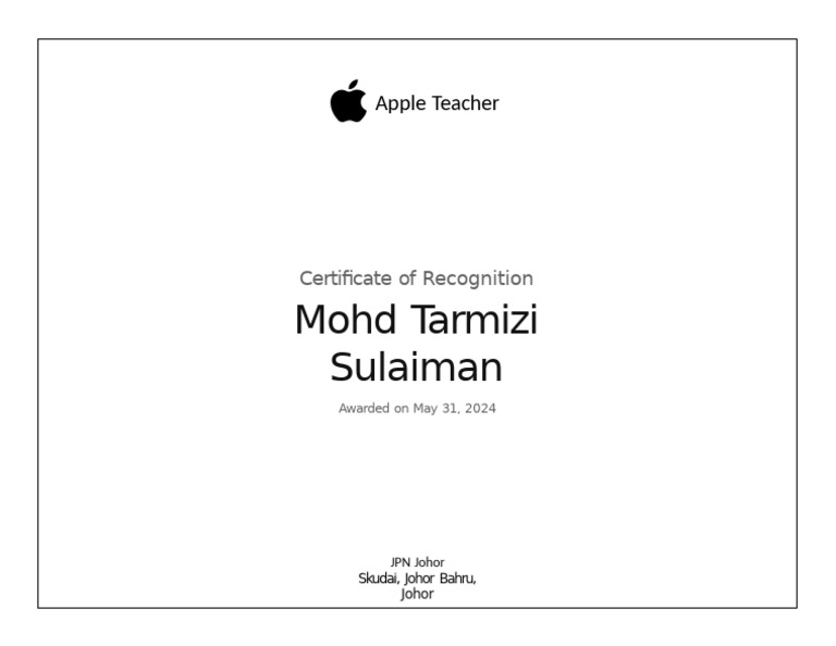 Apple Teacher Certificate Pdf
