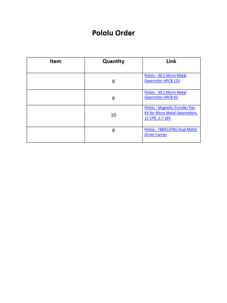 Pololu Order | PDF